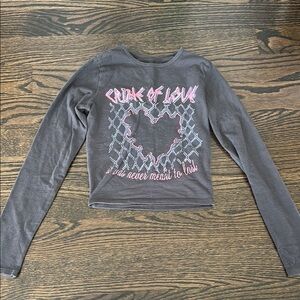 Hollister Cropped Graphic Long Sleeve Top